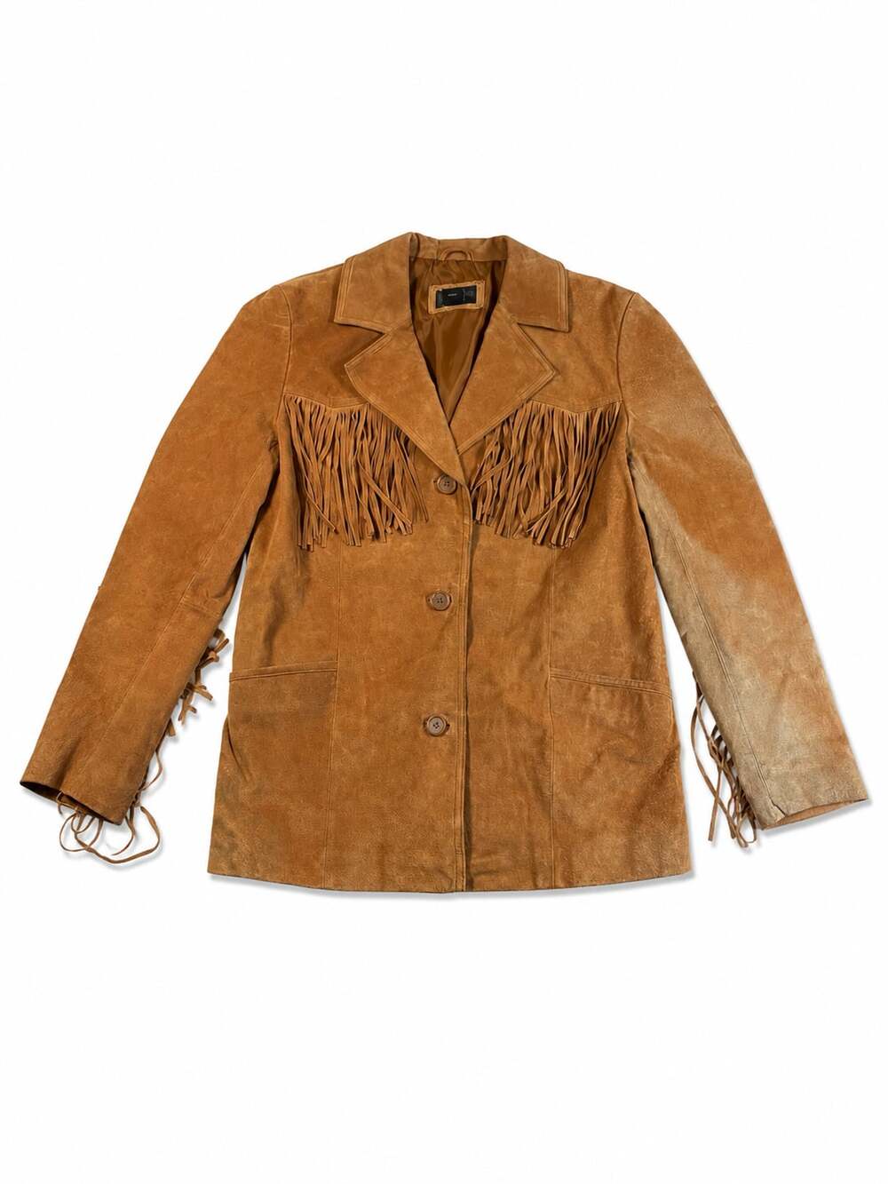 Gallery Vintage Suede Western Fringe Jacket Brown